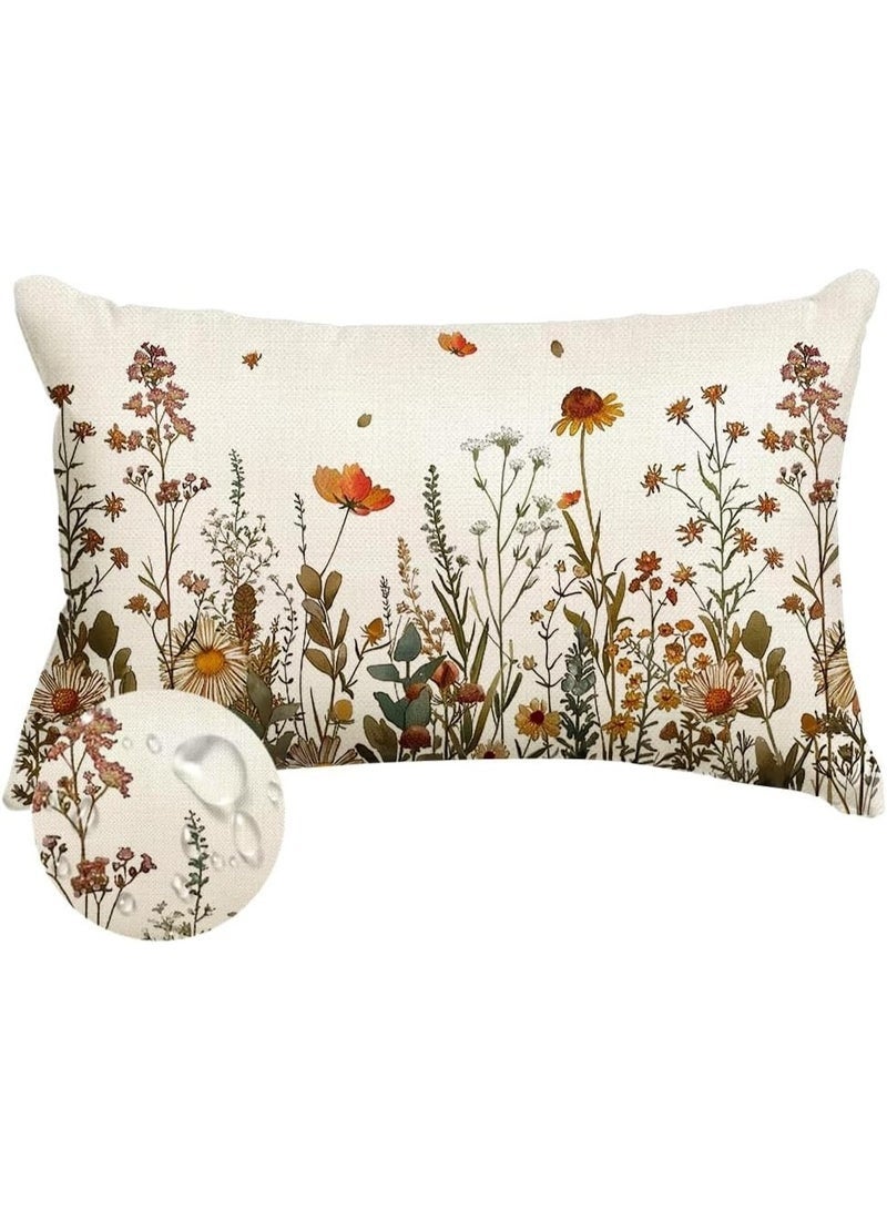 Arabest Country Style Pillow Covers, Waterproof Floral Decor Lumbar Cushion Cases, Decoration Cushion Covers for Home, Sofa, Patio, Porch (Multicolor, 30X50 cm) - Image 1